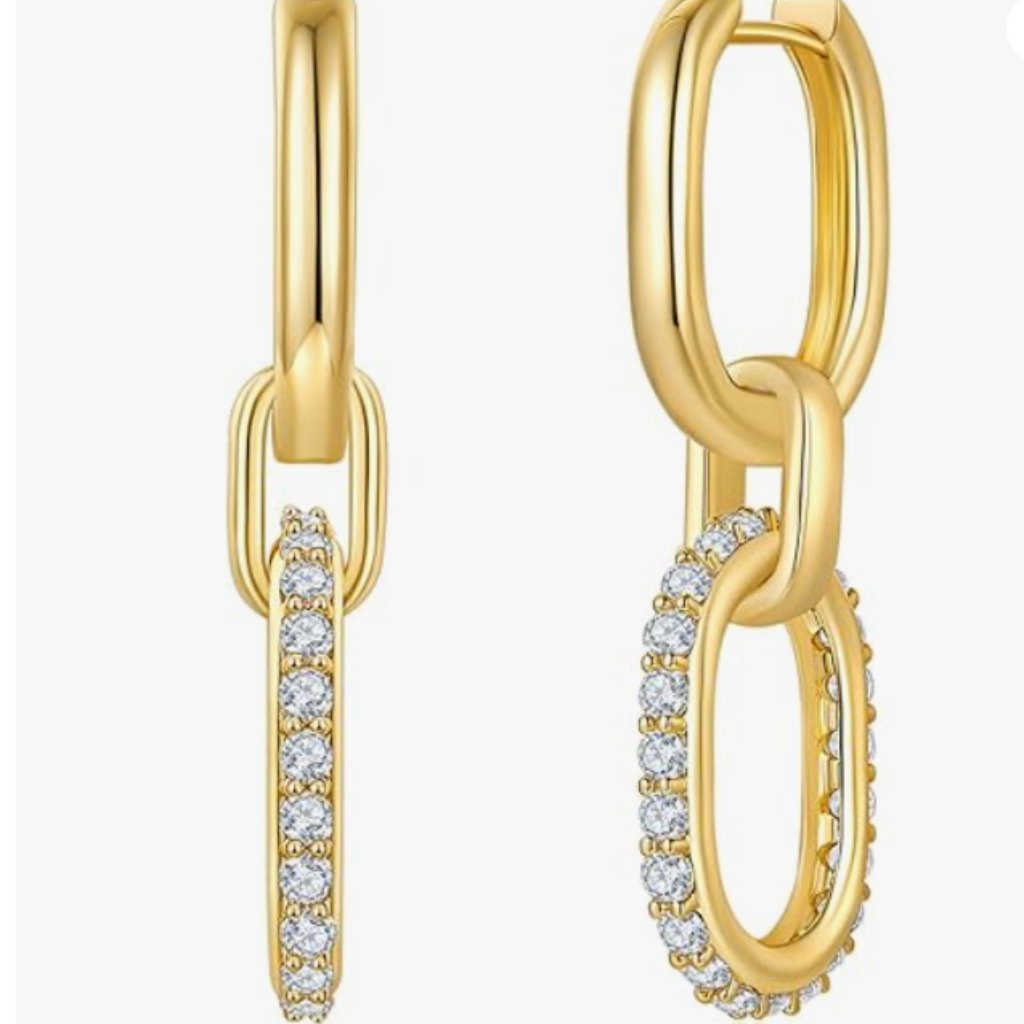 Gold Plated Paperclip Link Dangle Earrings 42$